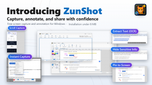Bandicam Company launches ZunShot, a free Windows screenshot tool with OCR and redaction